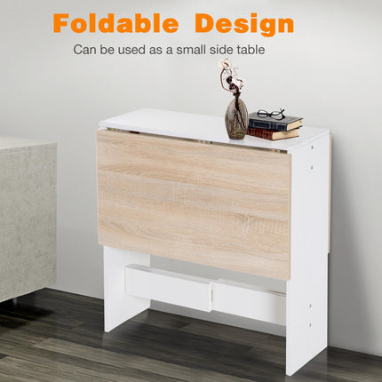 Foldable Particle Board Dining & Computer Desk 103x76cm - Oak & White