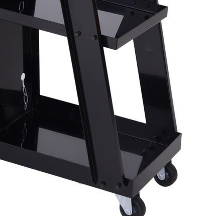 Welding Cart Welder Trolley with Safety Chains and Wheels for Gas Bottles - Black