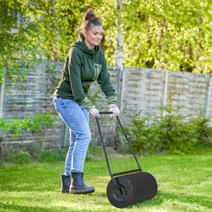 38L Heavy Duty Steel Garden Lawn Roller Drum 50cm - Black