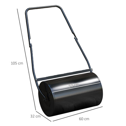 38L Heavy Duty Steel Garden Lawn Roller Drum 50cm - Black