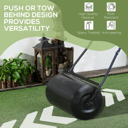 38L Heavy Duty Steel Garden Lawn Roller Drum 50cm - Black