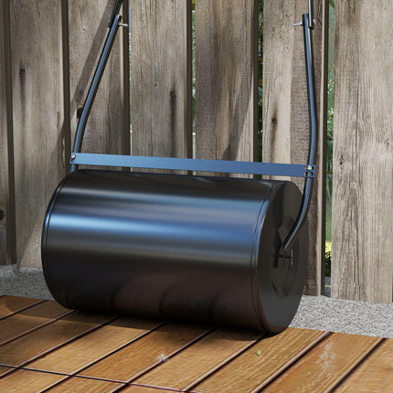 38L Heavy Duty Steel Garden Lawn Roller Drum 50cm - Black