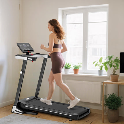 Folding Motorised Treadmill with LCD Display and 12 Programs - Black