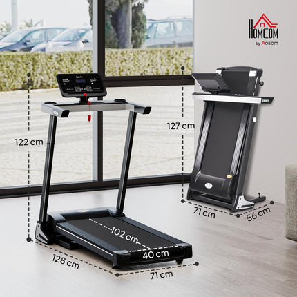 Folding Motorised Treadmill with LCD Display and 12 Programs - Black