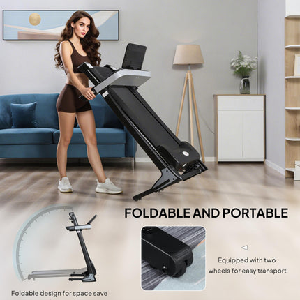Folding Motorised Treadmill with LCD Display and 12 Programs - Black