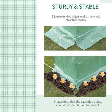 6 x 3 x 2 Metre Walk-In Garden Polytunnel Greenhouse with Steel Frame - Green
