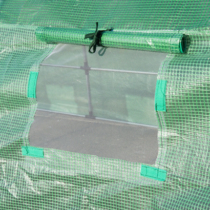 6 x 3 x 2 Metre Walk-In Garden Polytunnel Greenhouse with Steel Frame - Green