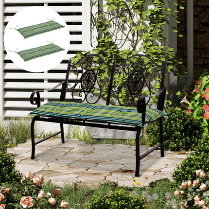 Set of 2 Polyester Outdoor Cushion Pads for Rattan Furniture - Green Stripes
