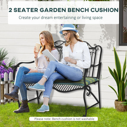 Set of 2 Polyester Outdoor Cushion Pads for Rattan Furniture - Green Stripes