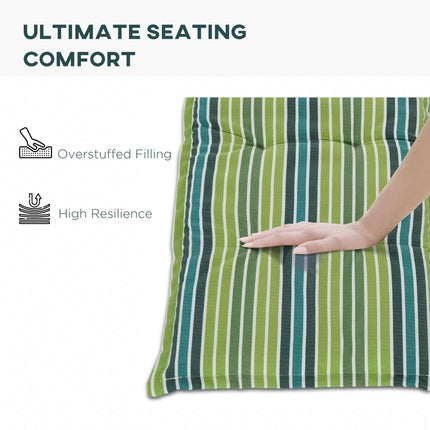 Set of 2 Polyester Outdoor Cushion Pads for Rattan Furniture - Green Stripes