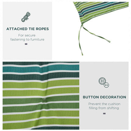 Set of 2 Polyester Outdoor Cushion Pads for Rattan Furniture - Green Stripes