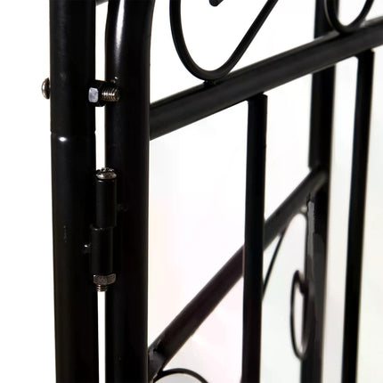 Garden Metal Arch with Gate Outdoor Trellis Arbor - Antique Black