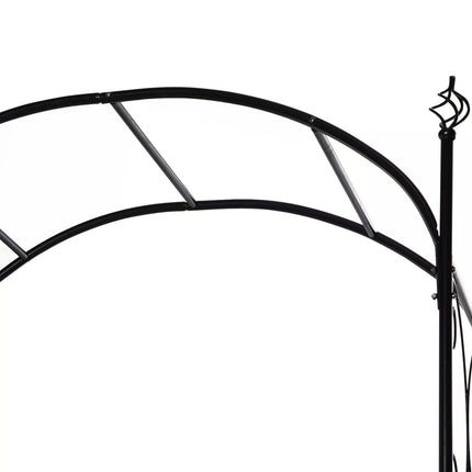 Garden Metal Arch with Gate Outdoor Trellis Arbor - Antique Black
