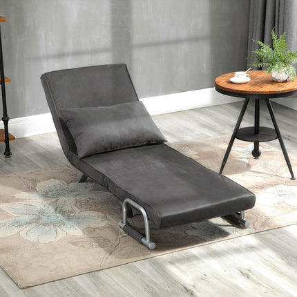 2-in-1 Single Sofa Bed Sleeper Foldable Armchair with Pillow - Dark Grey