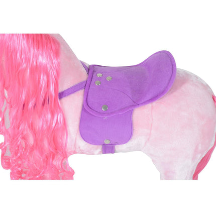 Kids Plush Ride-On Walking Horse with Sound - Pink