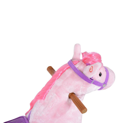 Kids Plush Ride-On Walking Horse with Sound - Pink