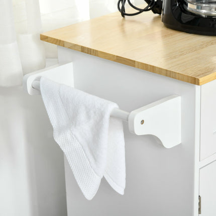 Kitchen Island Utility Cart with 2 Drawers & Cabinets for Dining Room - White