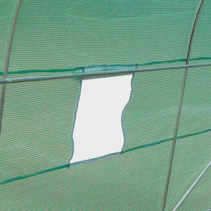 4.5m Walk-In Tunnel Greenhouse with Door & Ventilation Windows - Green