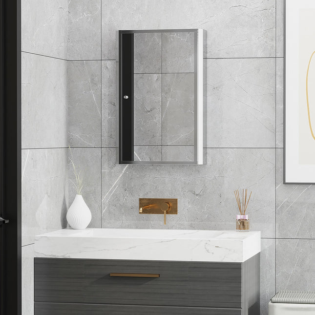 Stainless Steel Wall mounted Bathroom Mirror Cabinet 2 Shelves Storage Unit Furn