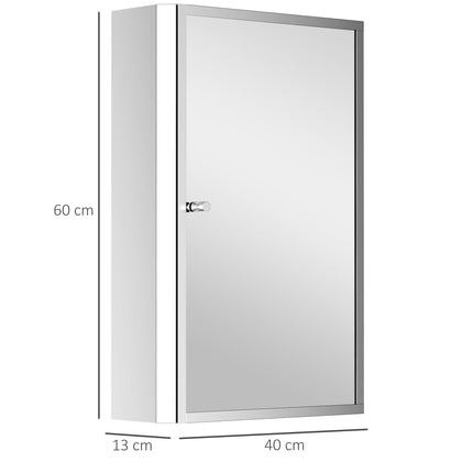 Stainless Steel Wall mounted Bathroom Mirror Cabinet 2 Shelves Storage Unit Furn