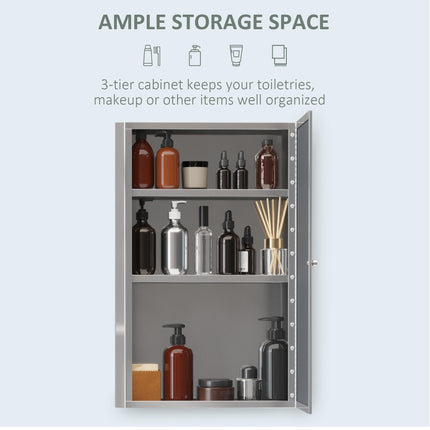 Stainless Steel Wall mounted Bathroom Mirror Cabinet 2 Shelves Storage Unit Furn
