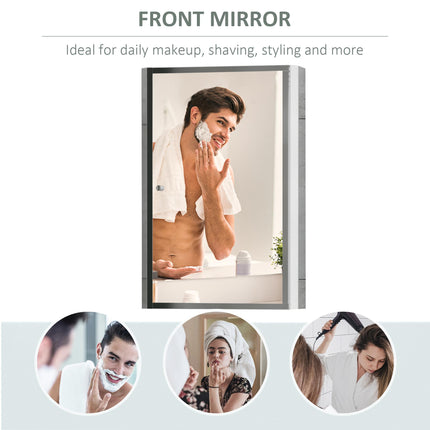 Stainless Steel Wall mounted Bathroom Mirror Cabinet 2 Shelves Storage Unit Furn