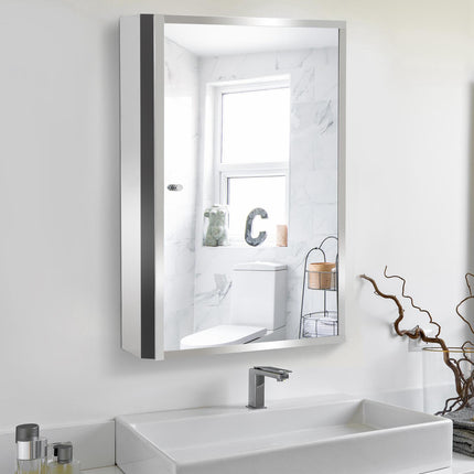 Stainless Steel Wall mounted Bathroom Mirror Cabinet 2 Shelves Storage Unit Furn