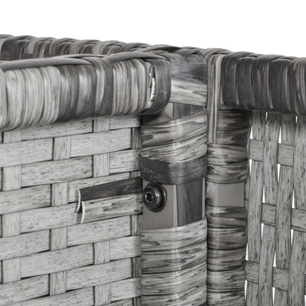 9 Piece Rattan Dining Set with Cushions and Glass Table - Grey