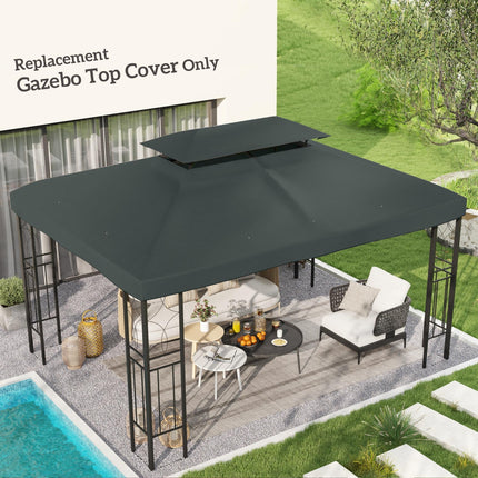 Durable UV Resistant Gazebo Replacement Roof Canopy 2.9-3W x 3.9-4L m - Deep Grey