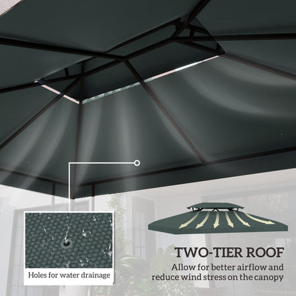 Durable UV Resistant Gazebo Replacement Roof Canopy 2.9-3W x 3.9-4L m - Deep Grey