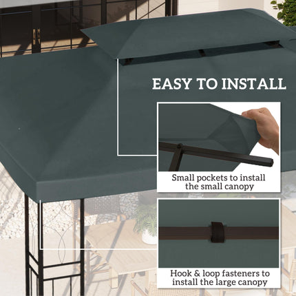 Durable UV Resistant Gazebo Replacement Roof Canopy 2.9-3W x 3.9-4L m - Deep Grey