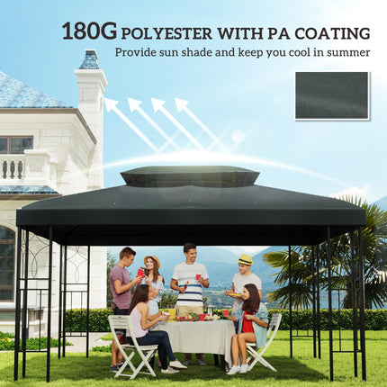 Durable UV Resistant Gazebo Replacement Roof Canopy 2.9-3W x 3.9-4L m - Deep Grey