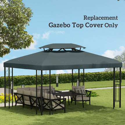 Durable UV Resistant Gazebo Replacement Roof Canopy 2.9-3W x 3.9-4L m - Deep Grey
