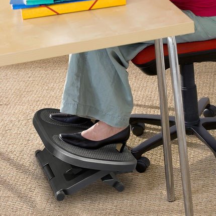 Adjustable Footrest with 0-30° Tilt and Height for Better Posture - Black