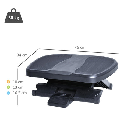 Adjustable Footrest with 0-30° Tilt and Height for Better Posture - Black