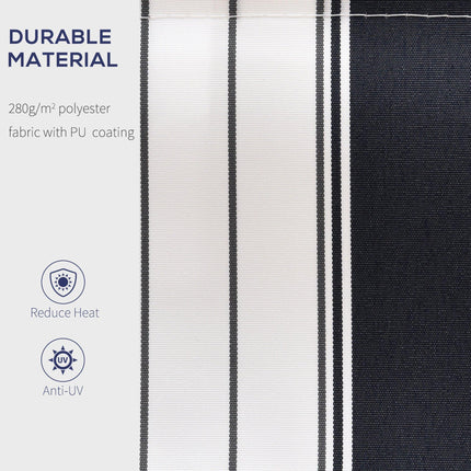Retractable Patio Awning Canopy with Adjustable Sun Shade - Blue and White