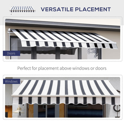 Retractable Patio Awning Canopy with Adjustable Sun Shade - Blue and White