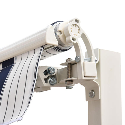 Retractable Patio Awning Canopy with Adjustable Sun Shade - Blue and White