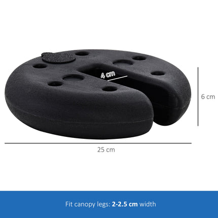 Set of 4 Sand Fillable Gazebo Tent Leg Weights for Marquee Canopy - Black