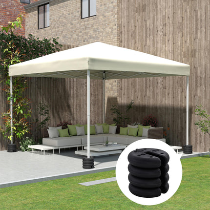 Set of 4 Sand Fillable Gazebo Tent Leg Weights for Marquee Canopy - Black