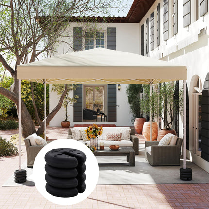 Set of 4 Sand Fillable Gazebo Tent Leg Weights for Marquee Canopy - Black