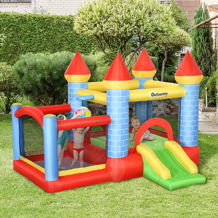 Kids Bounce Castle Inflatable Trampoline Slide Pool Basket 3 x 2.75 x 2.1m - Red Blue Green
