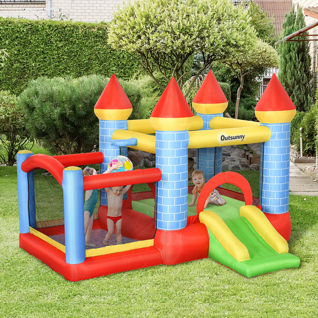 Kids Bounce Castle Inflatable Trampoline Slide Pool Basket 3 x 2.75 x 2.1m - Red Blue Green