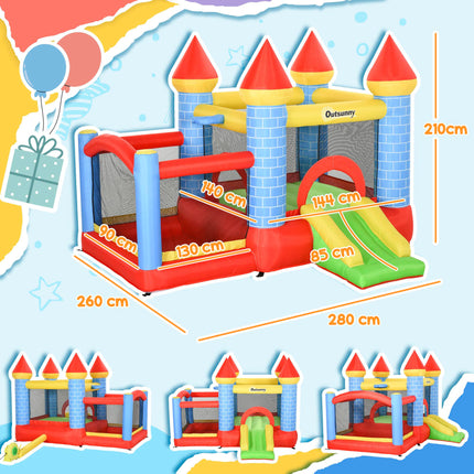 Kids Bounce Castle Inflatable Trampoline Slide Pool Basket 3 x 2.75 x 2.1m - Red Blue Green