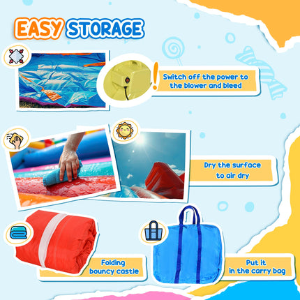 Kids Bounce Castle Inflatable Trampoline Slide Pool Basket 3 x 2.75 x 2.1m - Red Blue Green