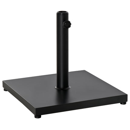 Steel Square Parasol Stand Base with Adjustable Knob - Black