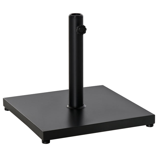 Steel Square Parasol Stand Base with Adjustable Knob - Black