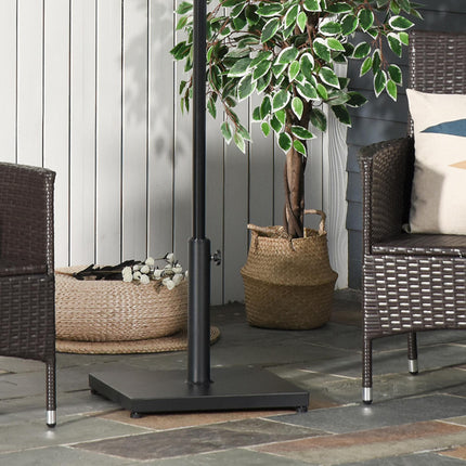 Steel Square Parasol Stand Base with Adjustable Knob - Black