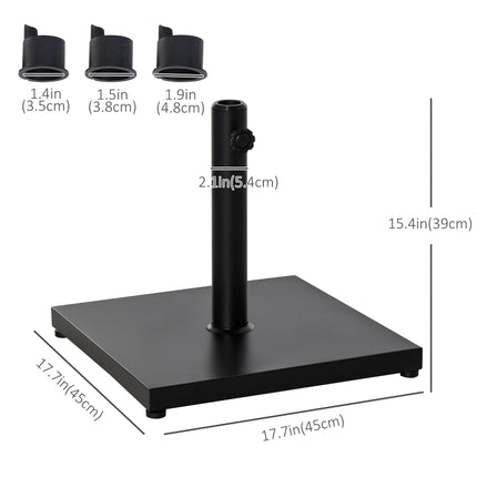 Steel Square Parasol Stand Base with Adjustable Knob - Black
