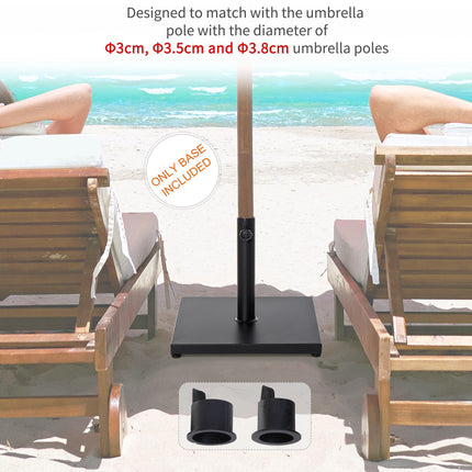 Steel Square Parasol Stand Base with Adjustable Knob - Black